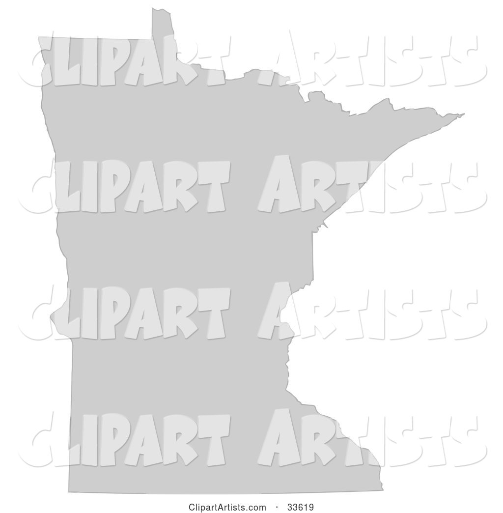 Gray State Silhouette of Minnesota, United States, on a White Background