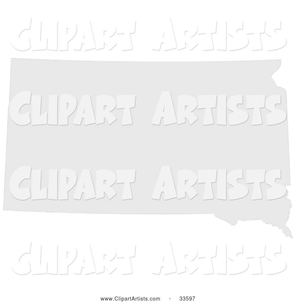 Gray State Silhouette of South Dakota, United States, on a White Background