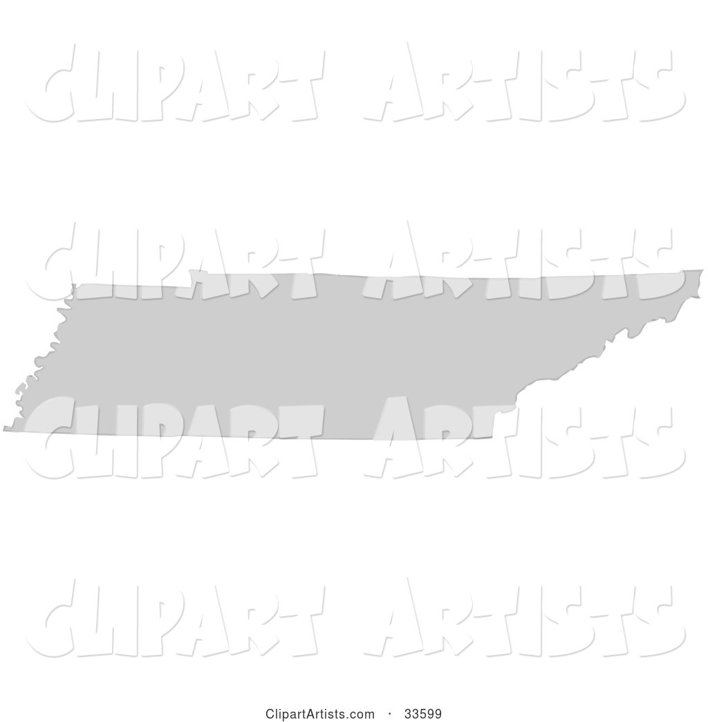 Gray State Silhouette of Tennessee, United States, on a White Background