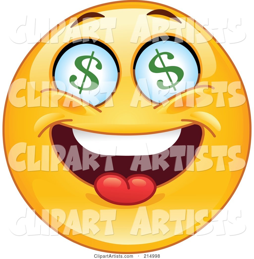 Greedy Emoticon with Dollar Symbol Eyes