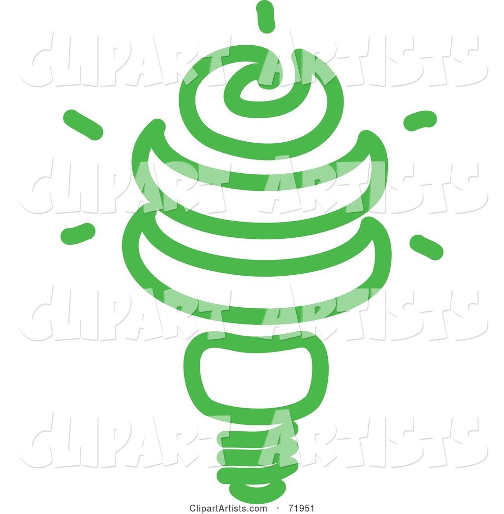 Green Spiral Electric Light Bulb
