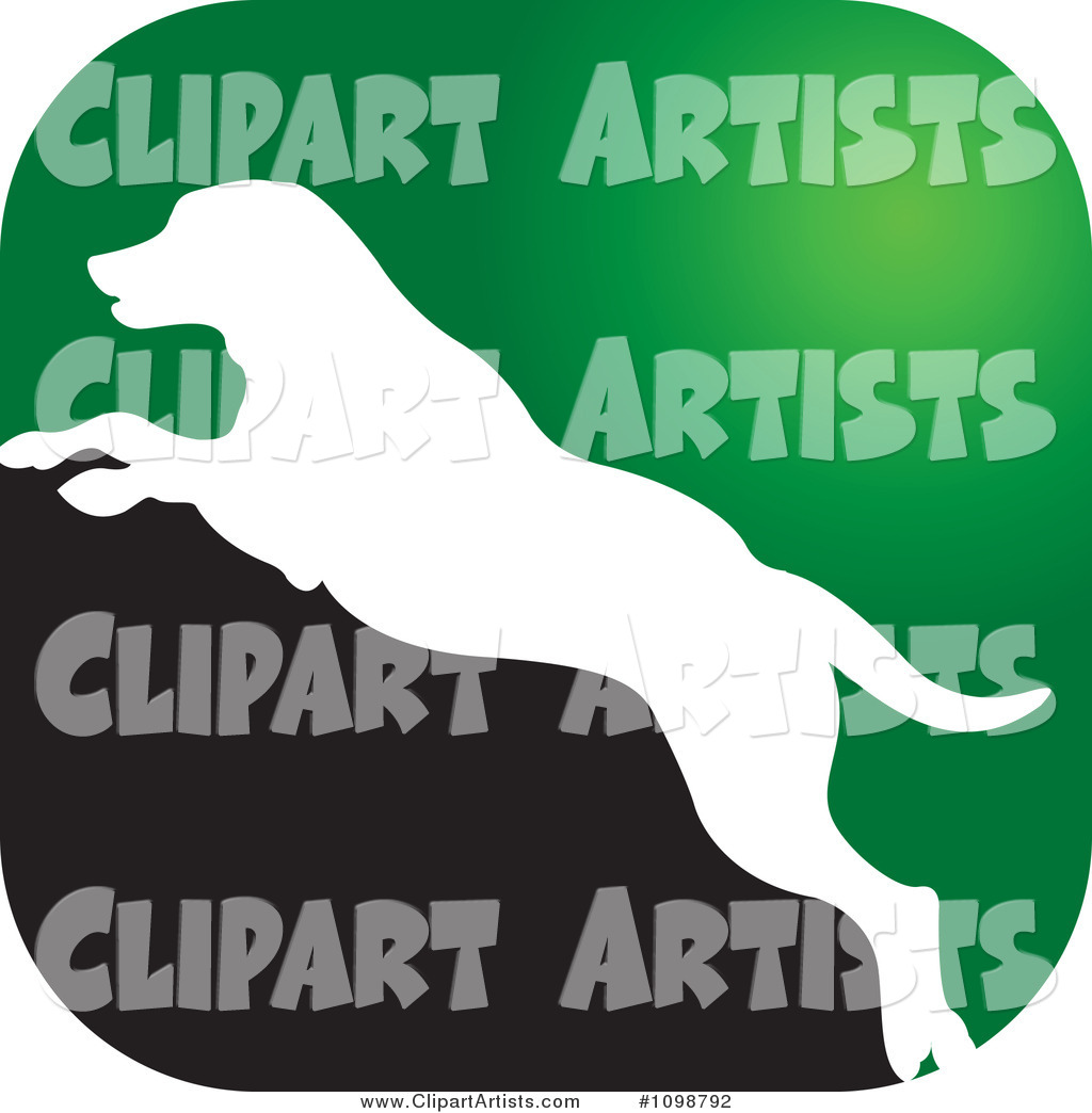 Green White and Black Leaping Dog Icon