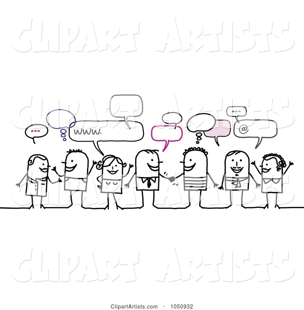 Group of Stick Men and Women Chatting