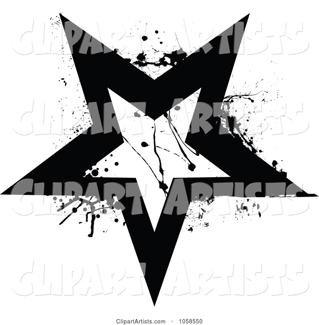 Grungy Black and White Star Logo - 2
