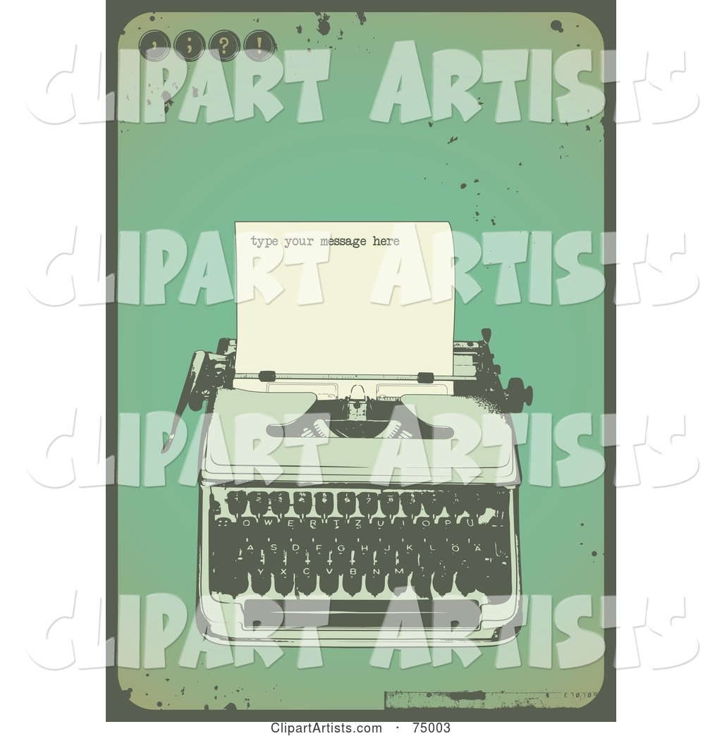Grungy Green Antique Typewriter Background with Sample Text