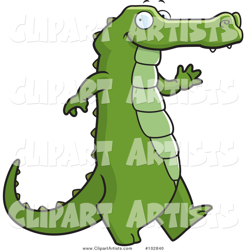 Happy Alligator Walking and Waving