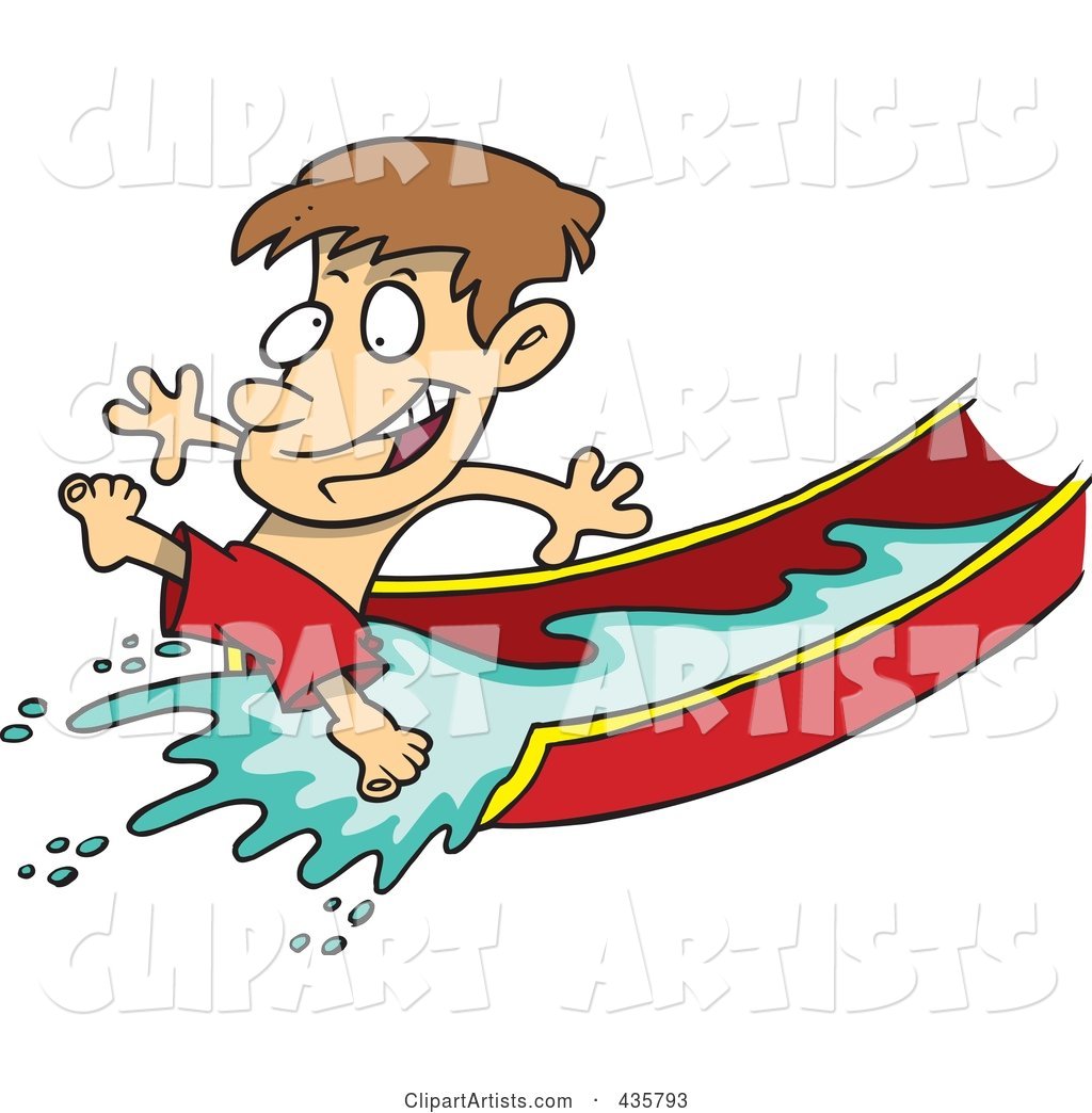 Happy Boy on a Water Slide