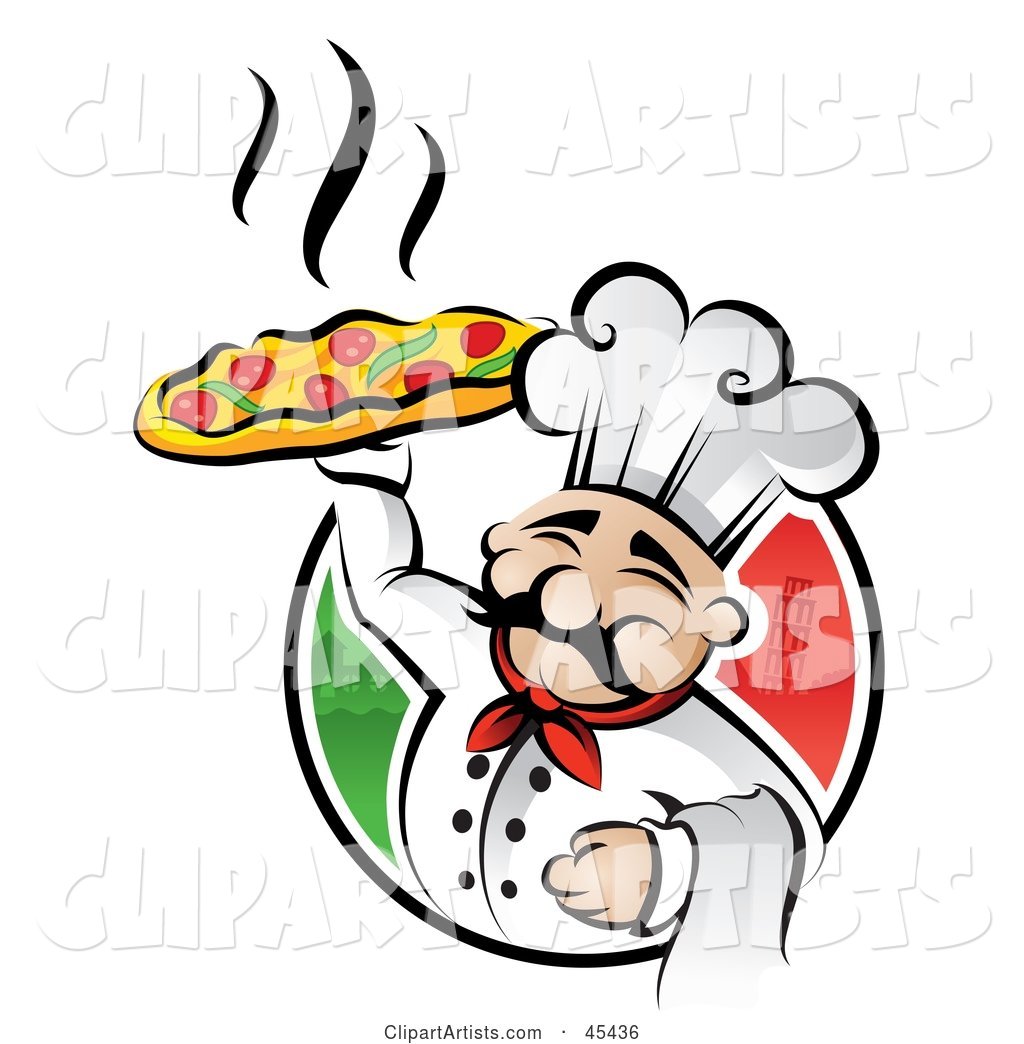 Happy Chef Proudly Displaying a Hot Pizza Pie