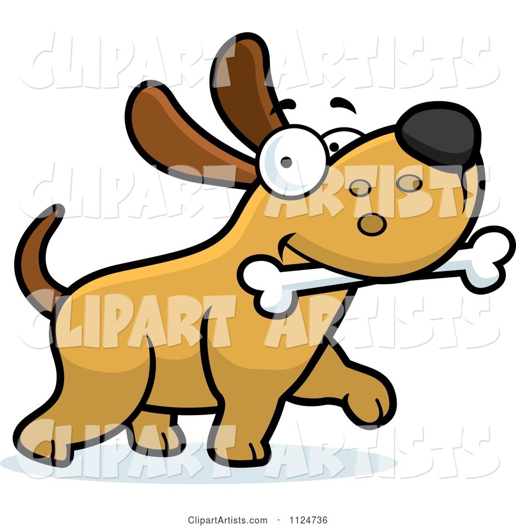 Happy Dog Strutting with a Bone