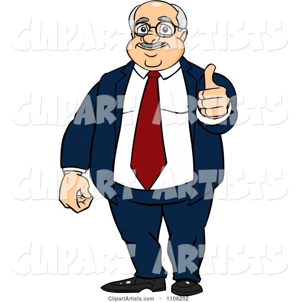 Happy Fat Business Man Holding a Thumb up