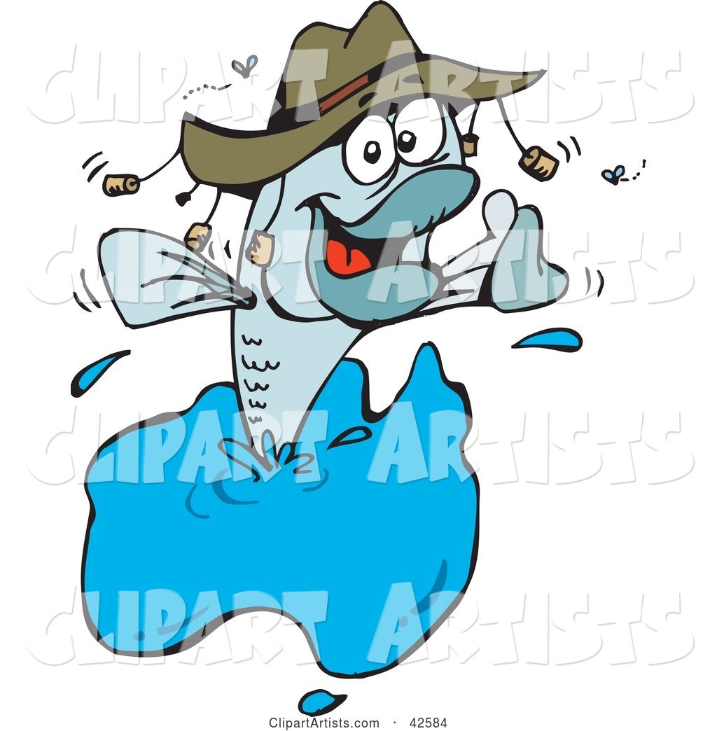 Happy Fish Jumping out of Water and Wearing a Hat