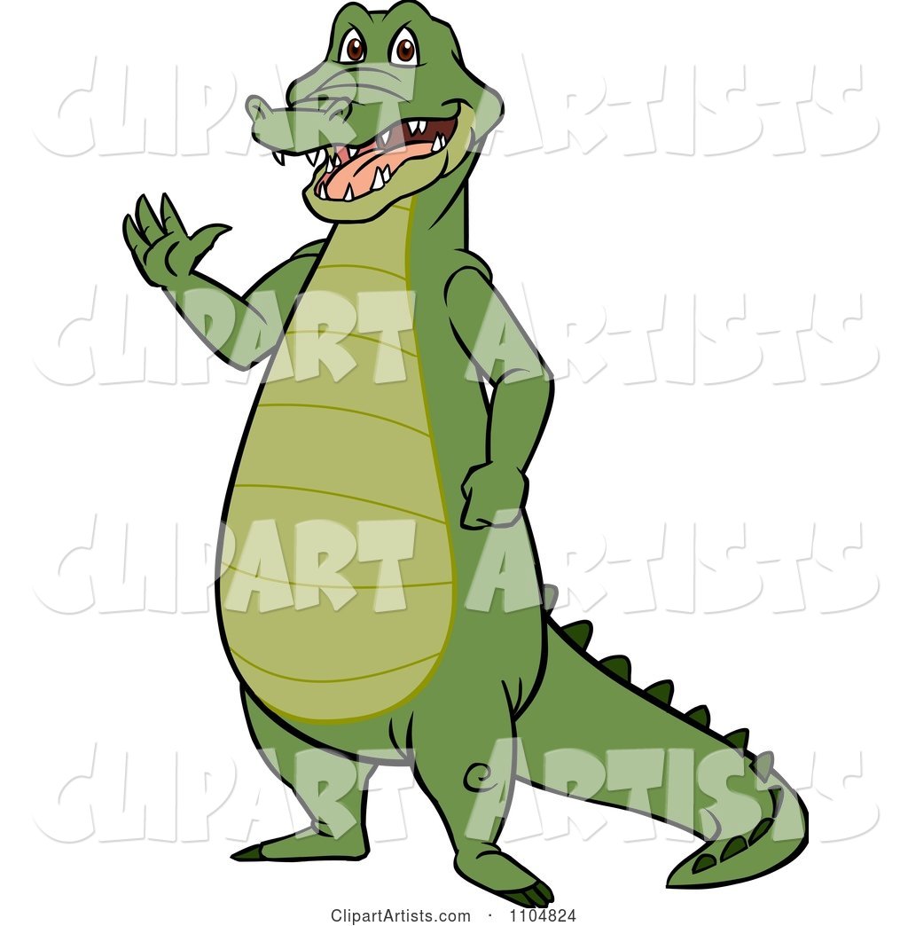 Happy Gator Standing and Waving