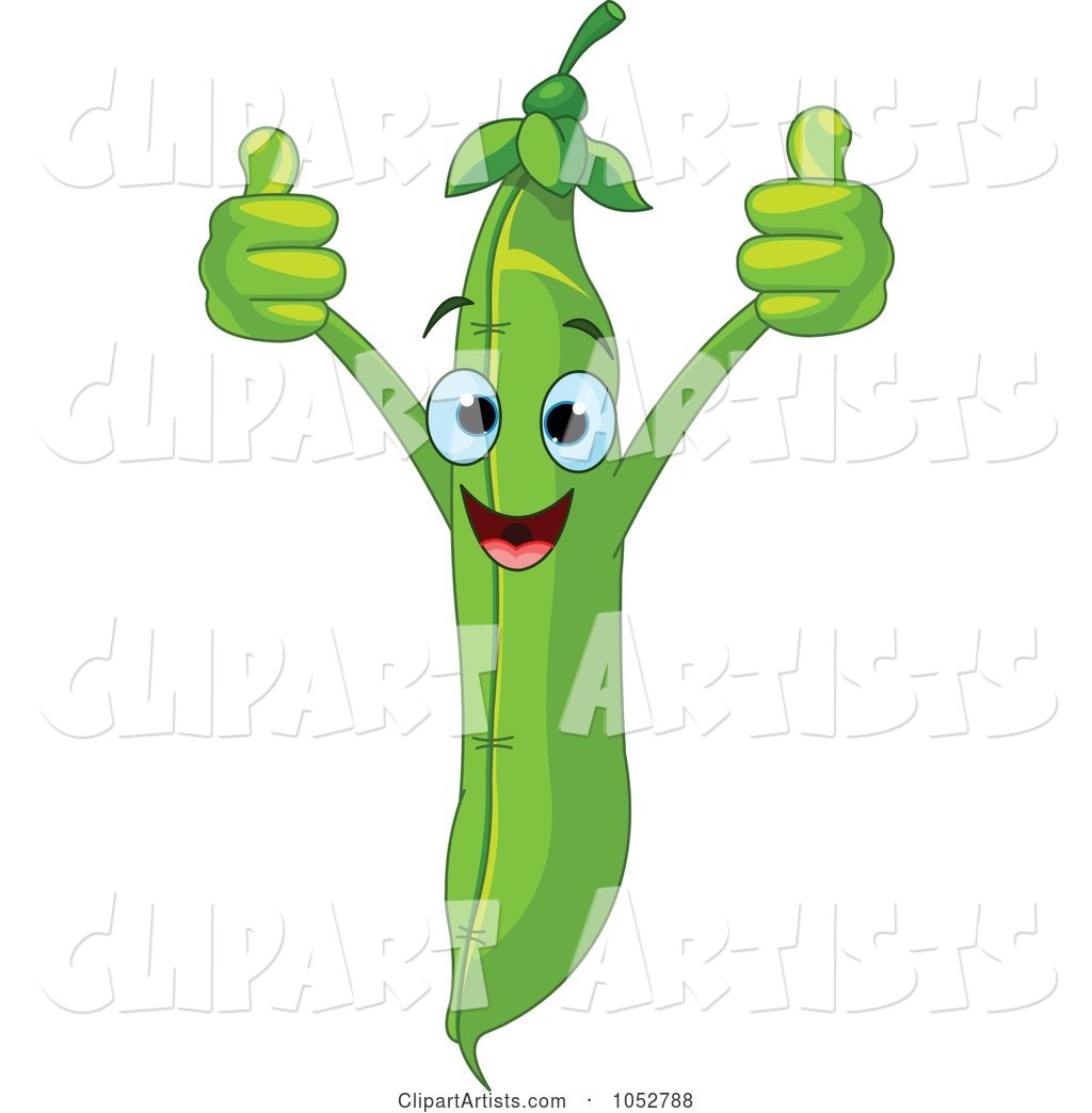 Happy Green Bean Character