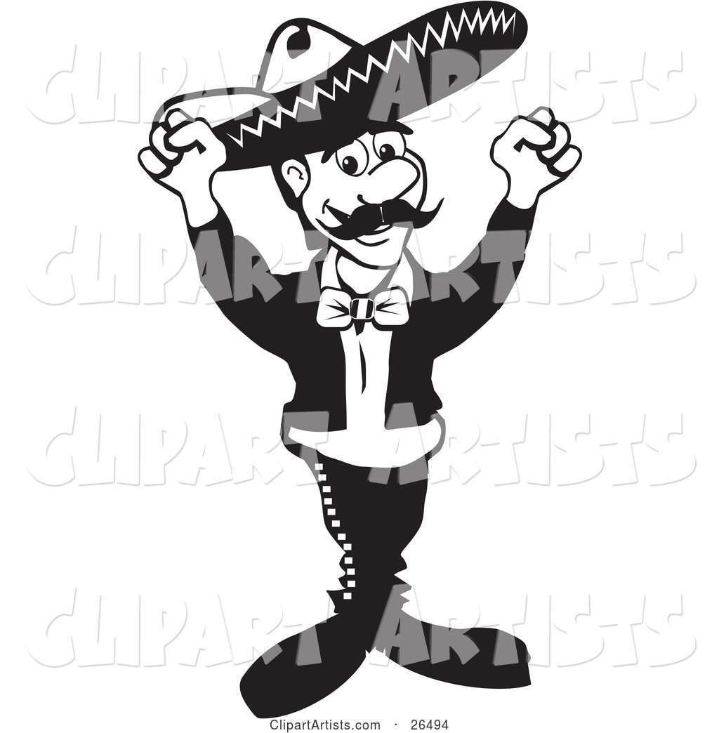 Happy Mariachi Band Man Wearing a Sombrero and Dancing