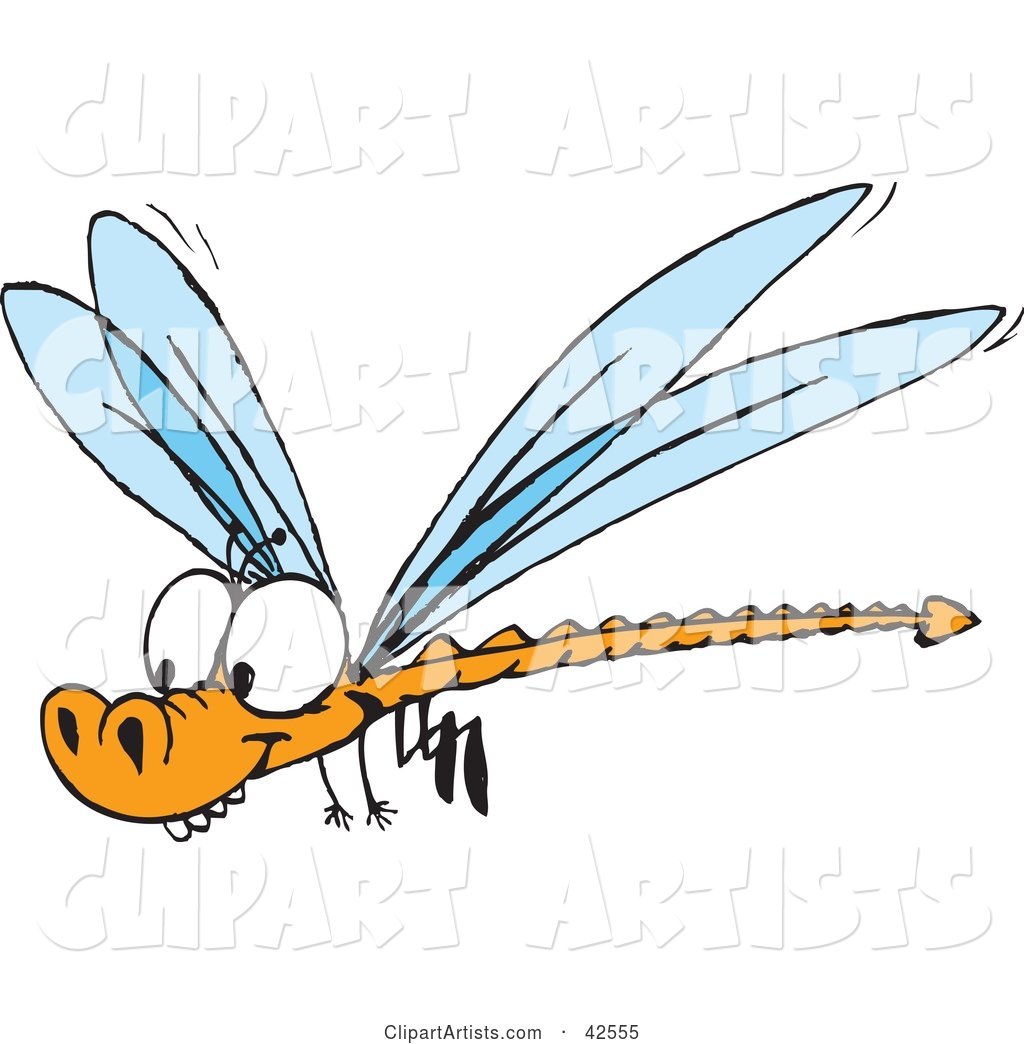 Happy Orange Dragonfly with a Forked Tail
