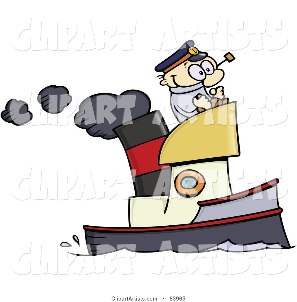 Happy Skipper Steering a Steam Boat