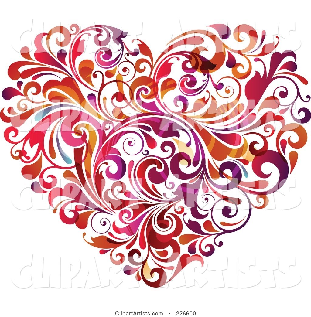 Heart Made of Red, Orange and Purple Flourishes
