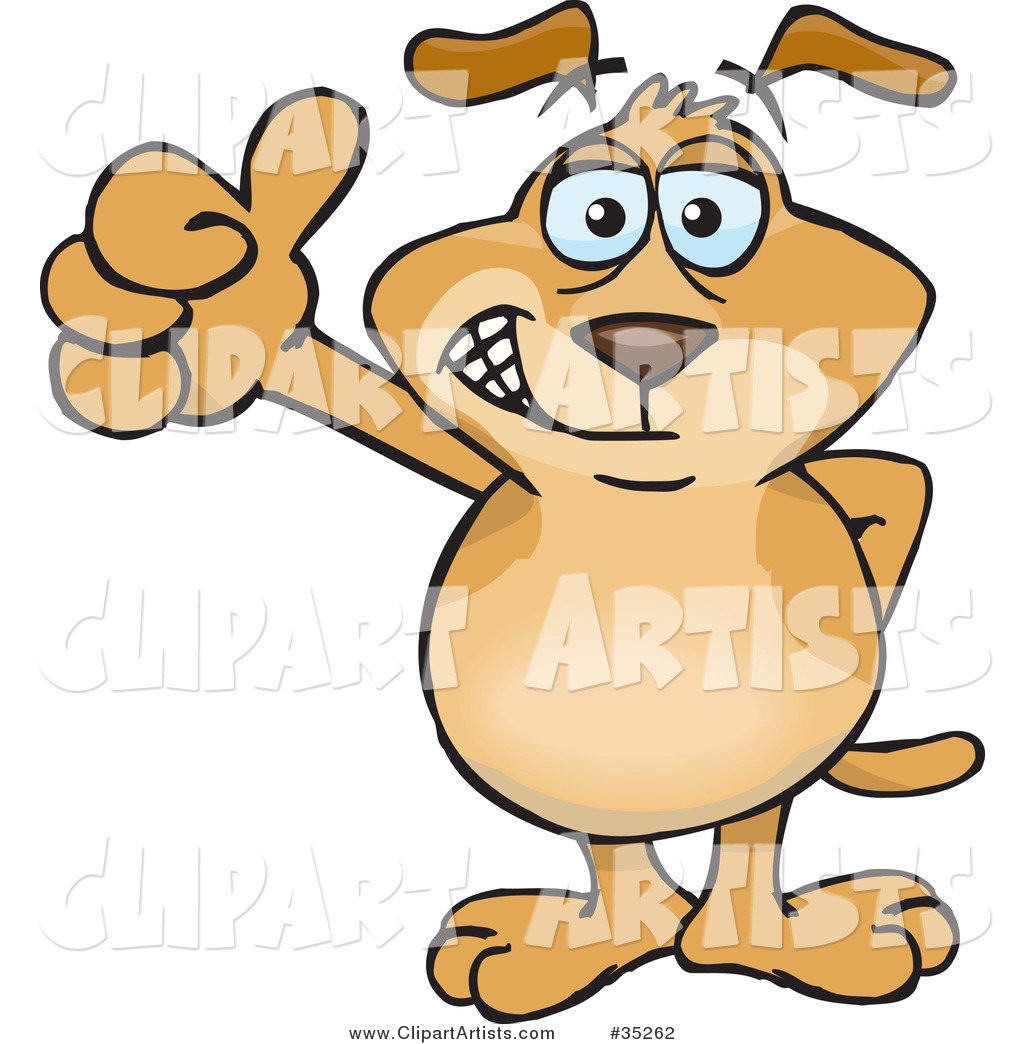 Hip Brown Dog Smiling and Giving the Thumbs up or Hitchhiking