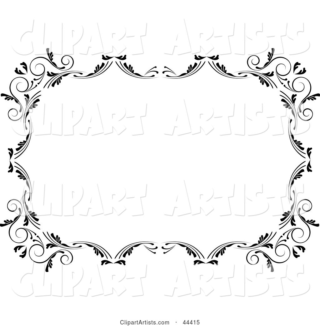 Horizontal Black and White Scroll Frame Border