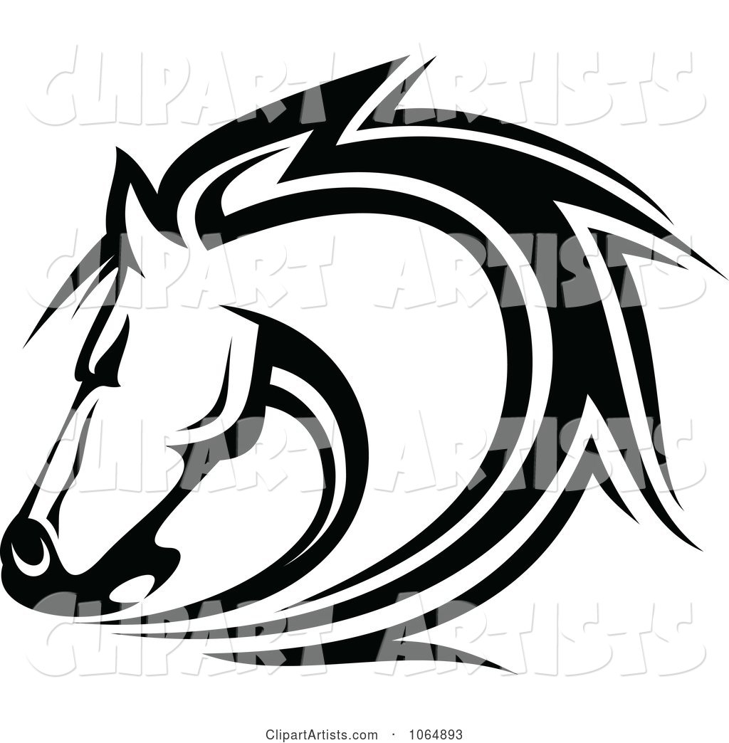 Horse Head Logo in Black and White 7