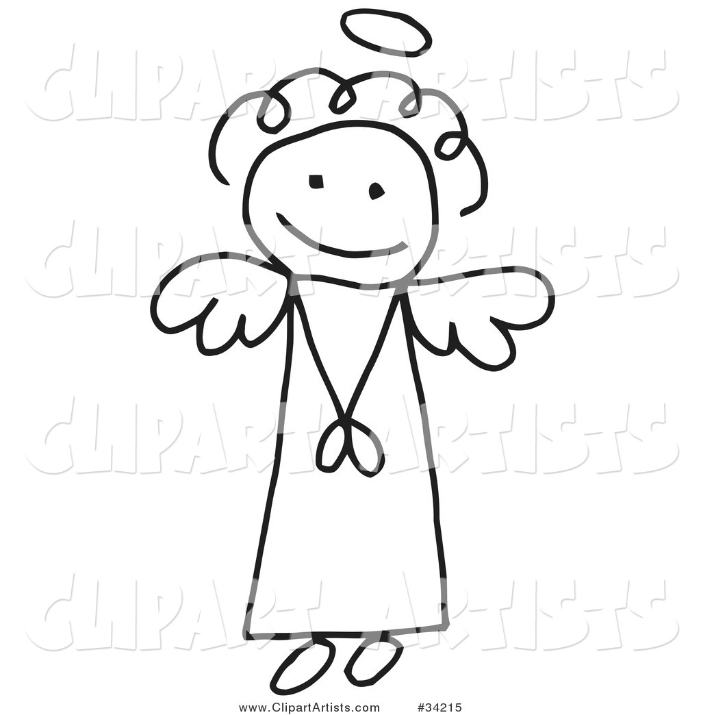 Innocent Flying Stick Angel Girl with a Halo