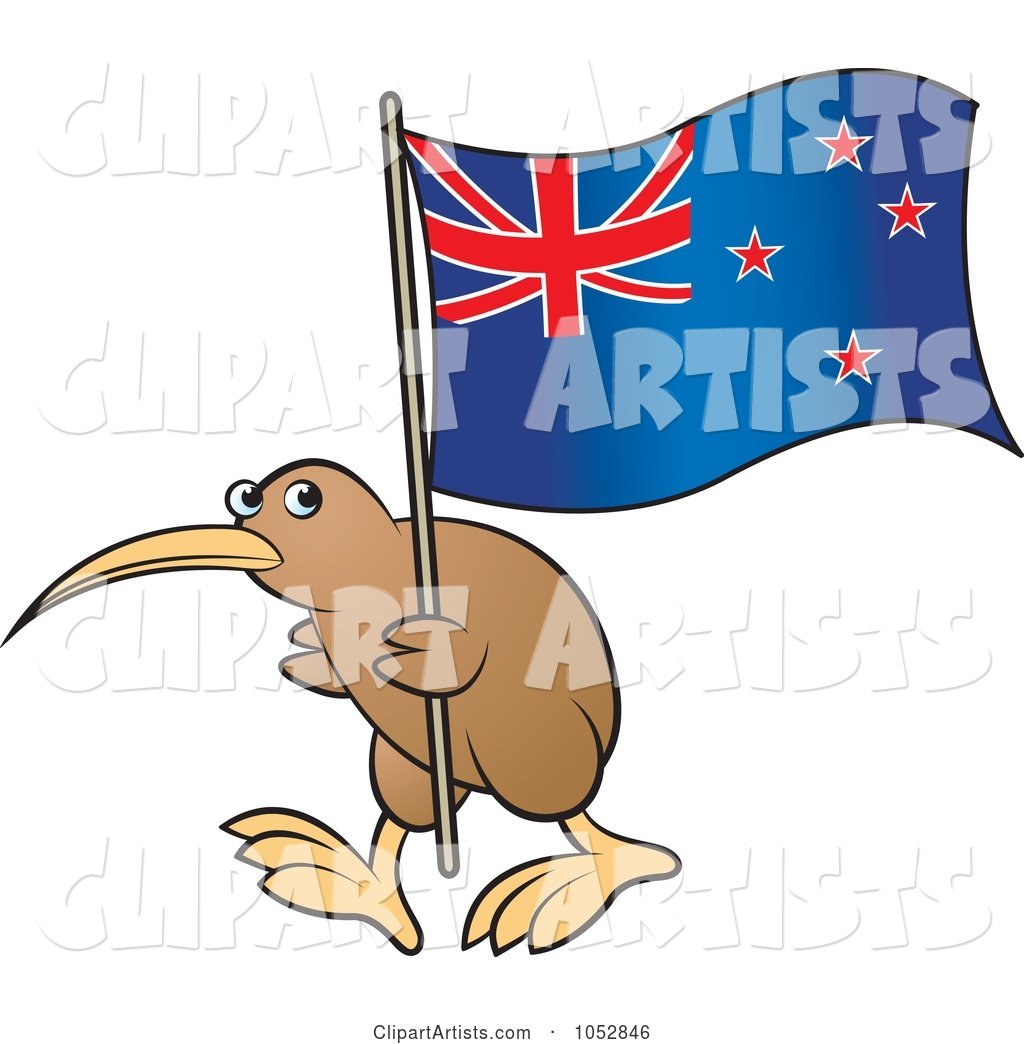 Kiwi Bird with a New Zealand Flag - 2