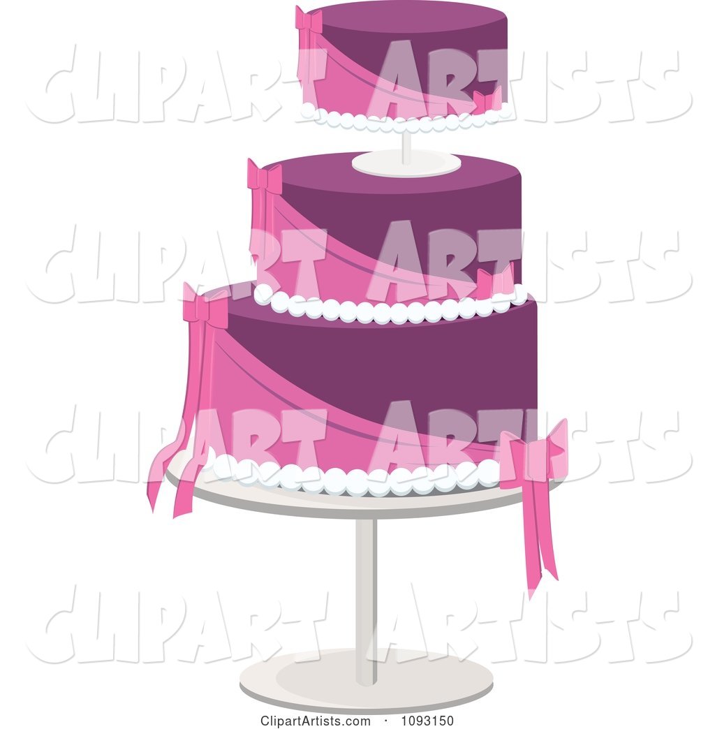 Layered Pink and Purple Wedding Cake