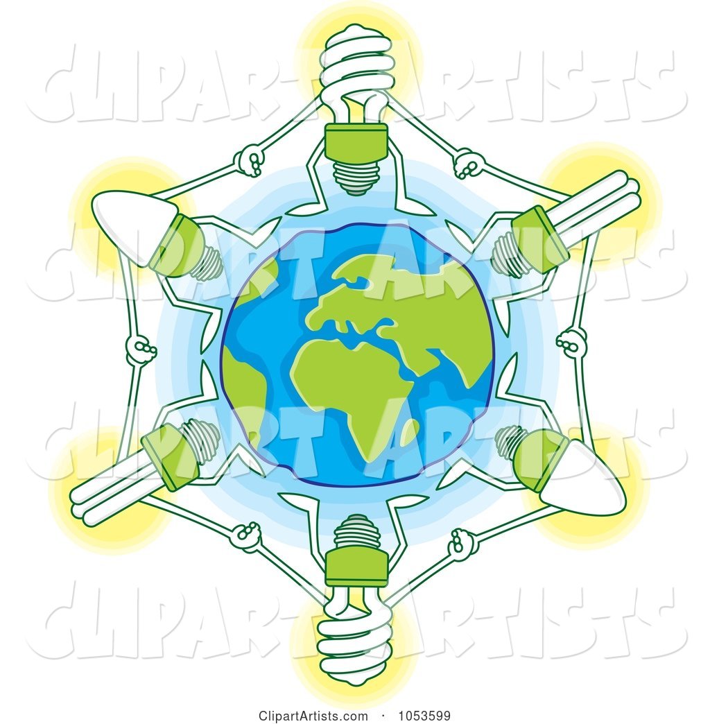 Light Bulbs Holding Hands Around Earth