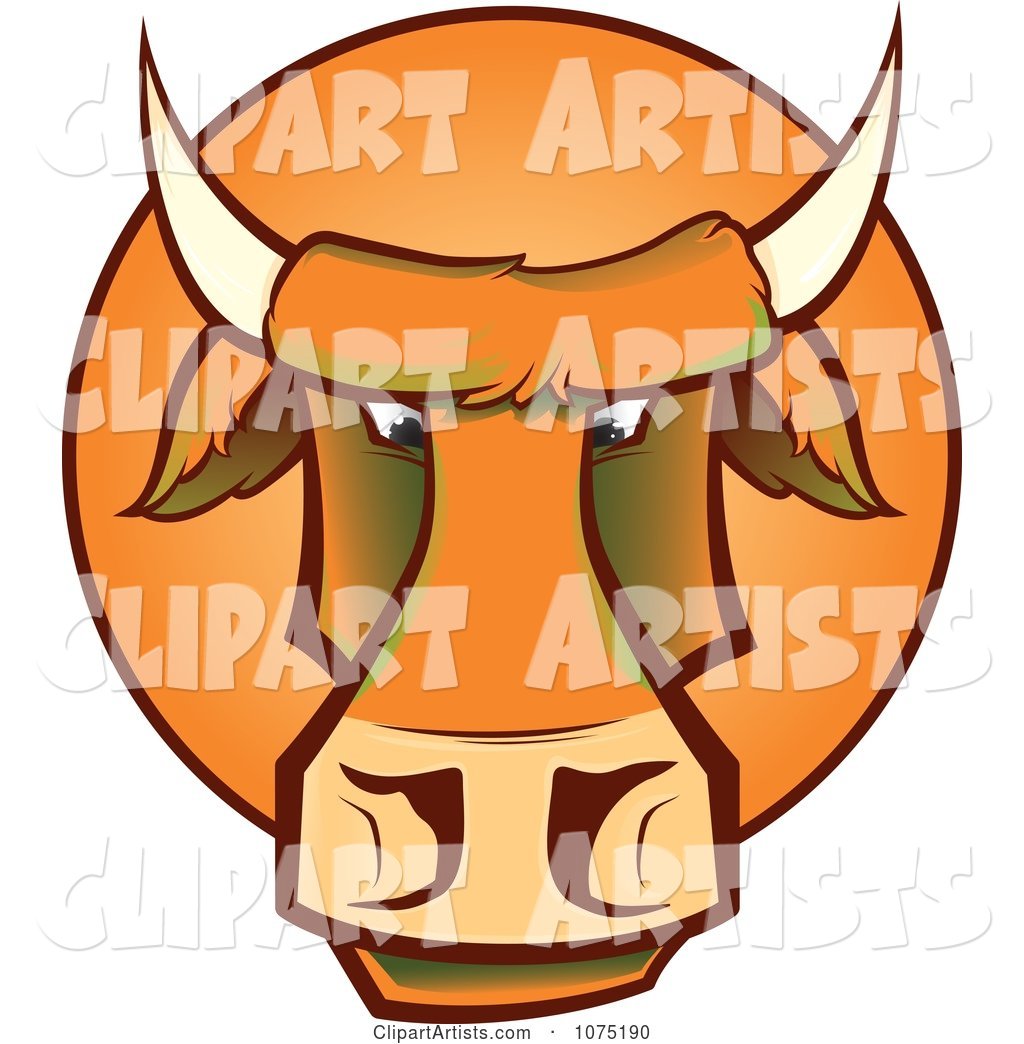 Mad Orange Bull Cow Face Logo