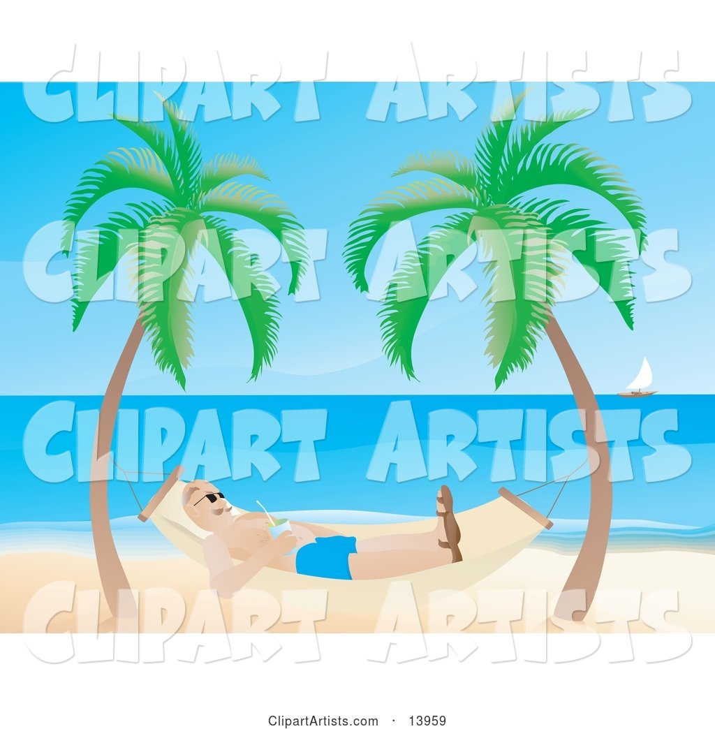 Man Relaxing in a Hammock on a Tropical Beach