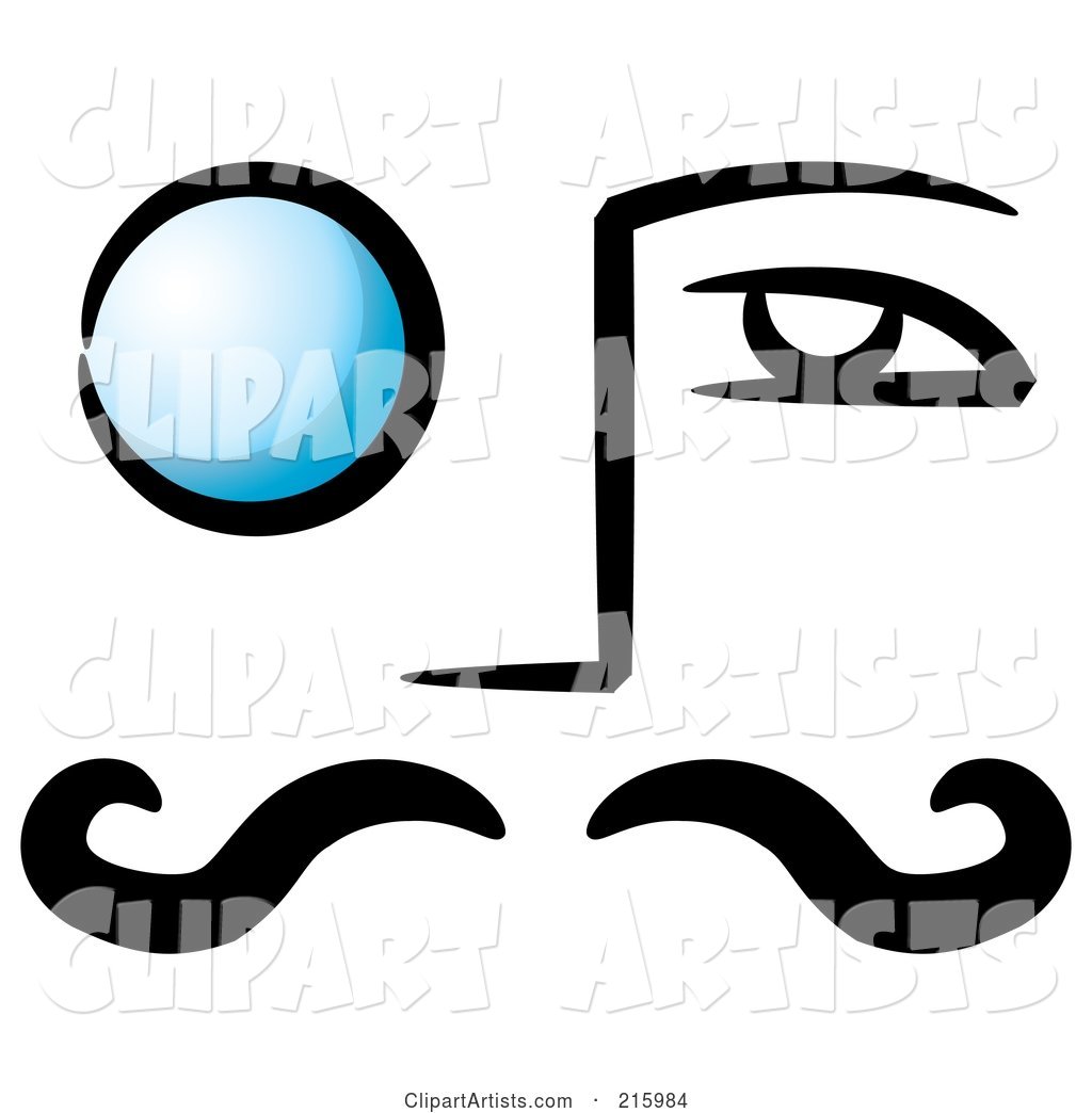 Mans Face with a Blue Monocle over His Eye