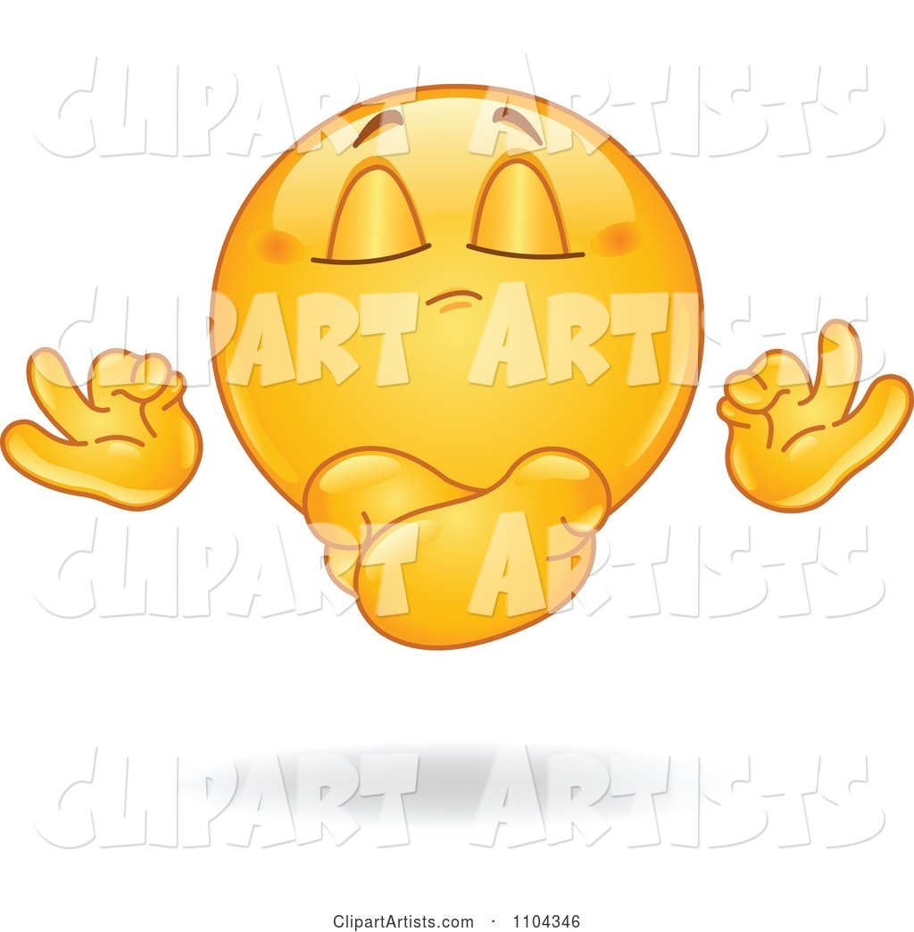 Meditating Yellow Emoticon Smiley Face Floating