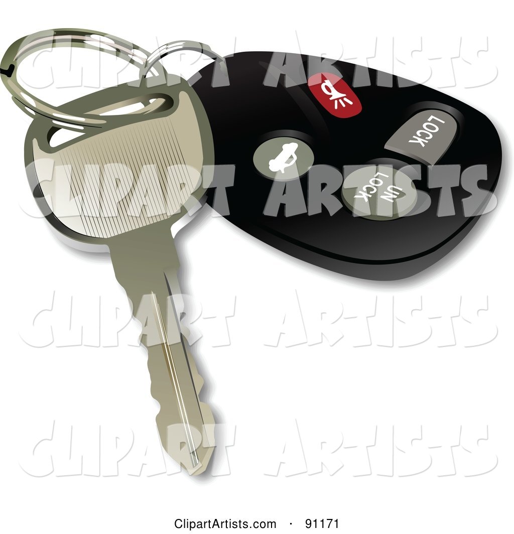 Modern Black Car Key and a Keyless Entry Fob