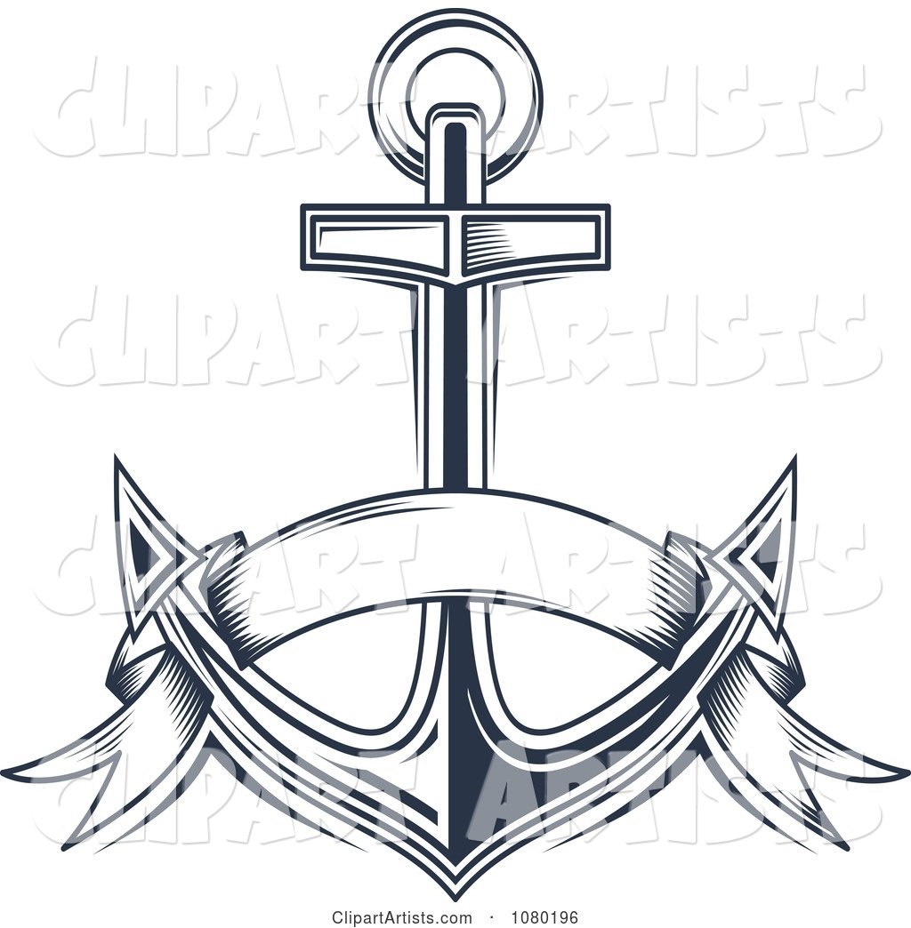 Navy Blue Banner and Anchor