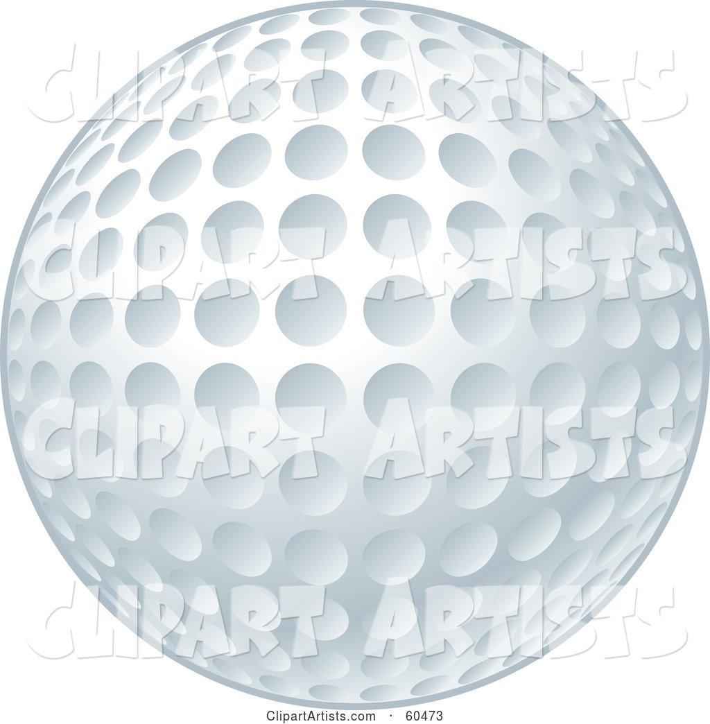 New and Clean White Golf Ball with Dimples