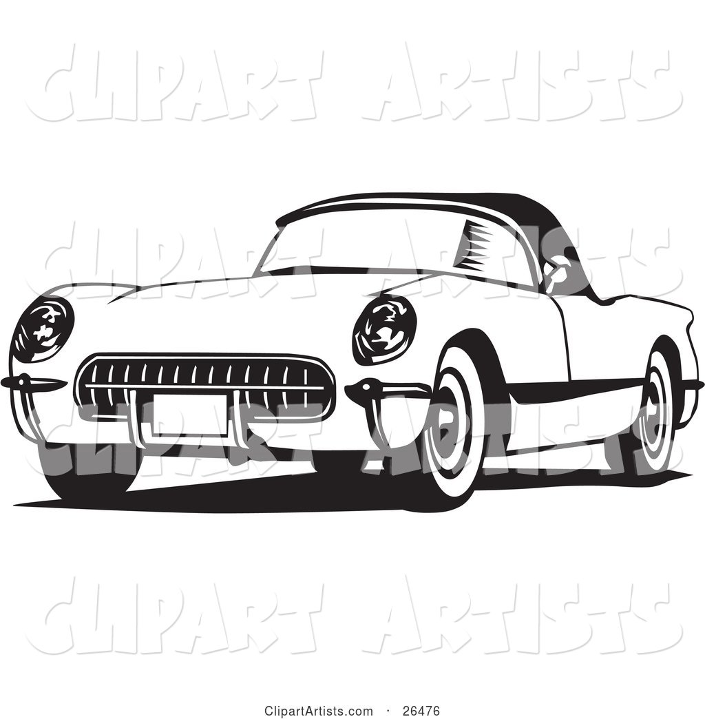 Old Corvette Car in Black and White
