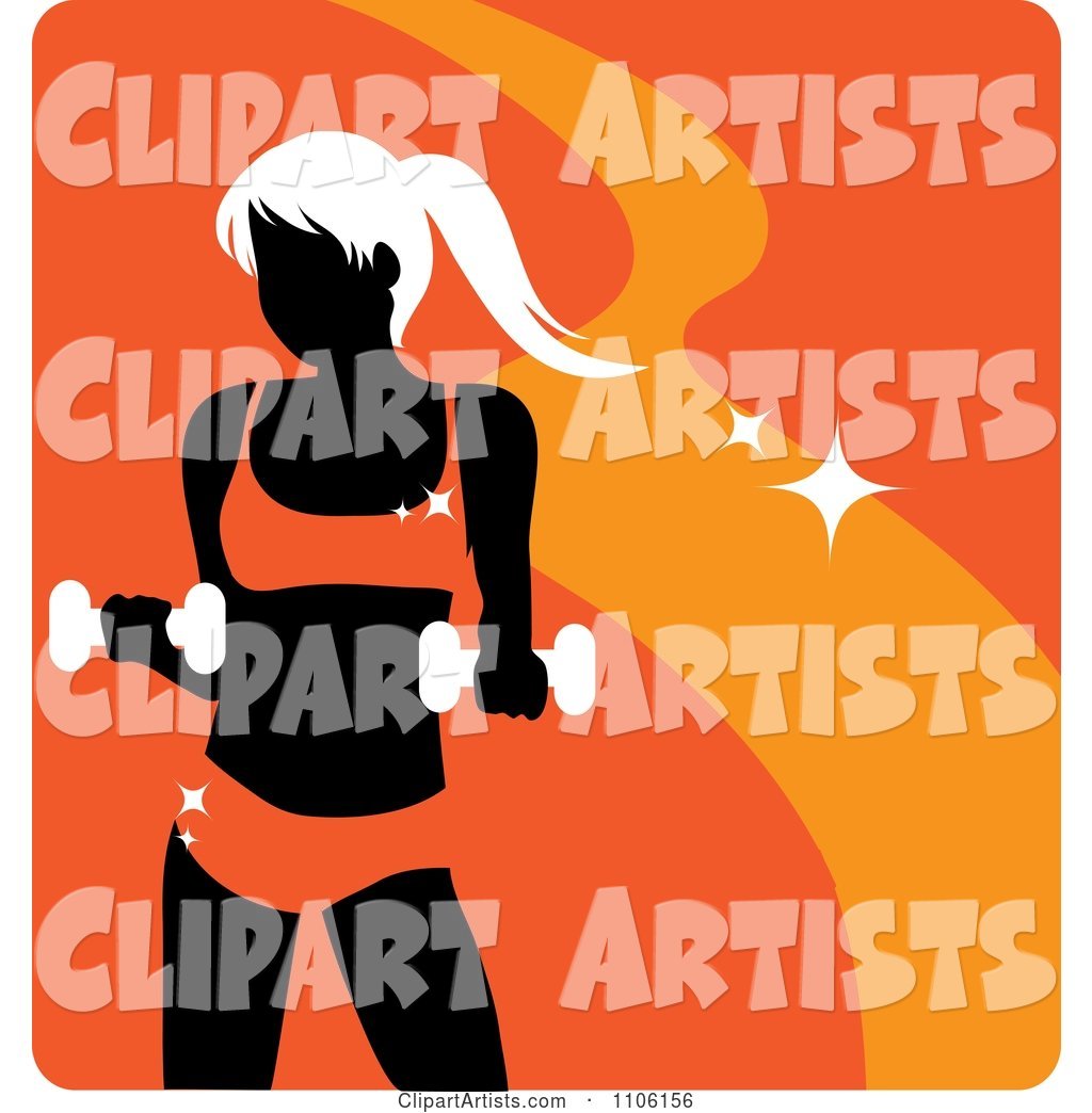 Orange Fitness Avatar with a Woman Working out with Dumbbells