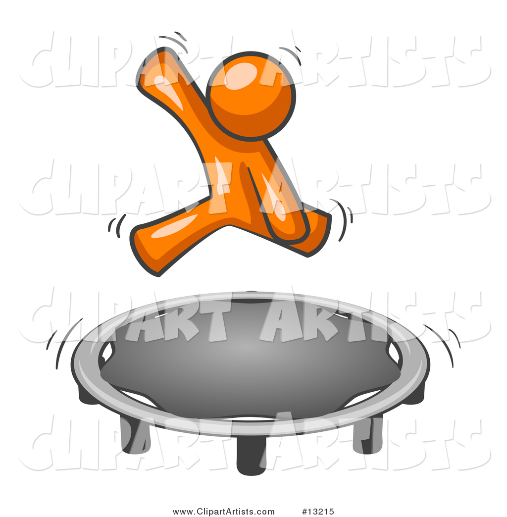 Orange Man Jumping on a Trampoline