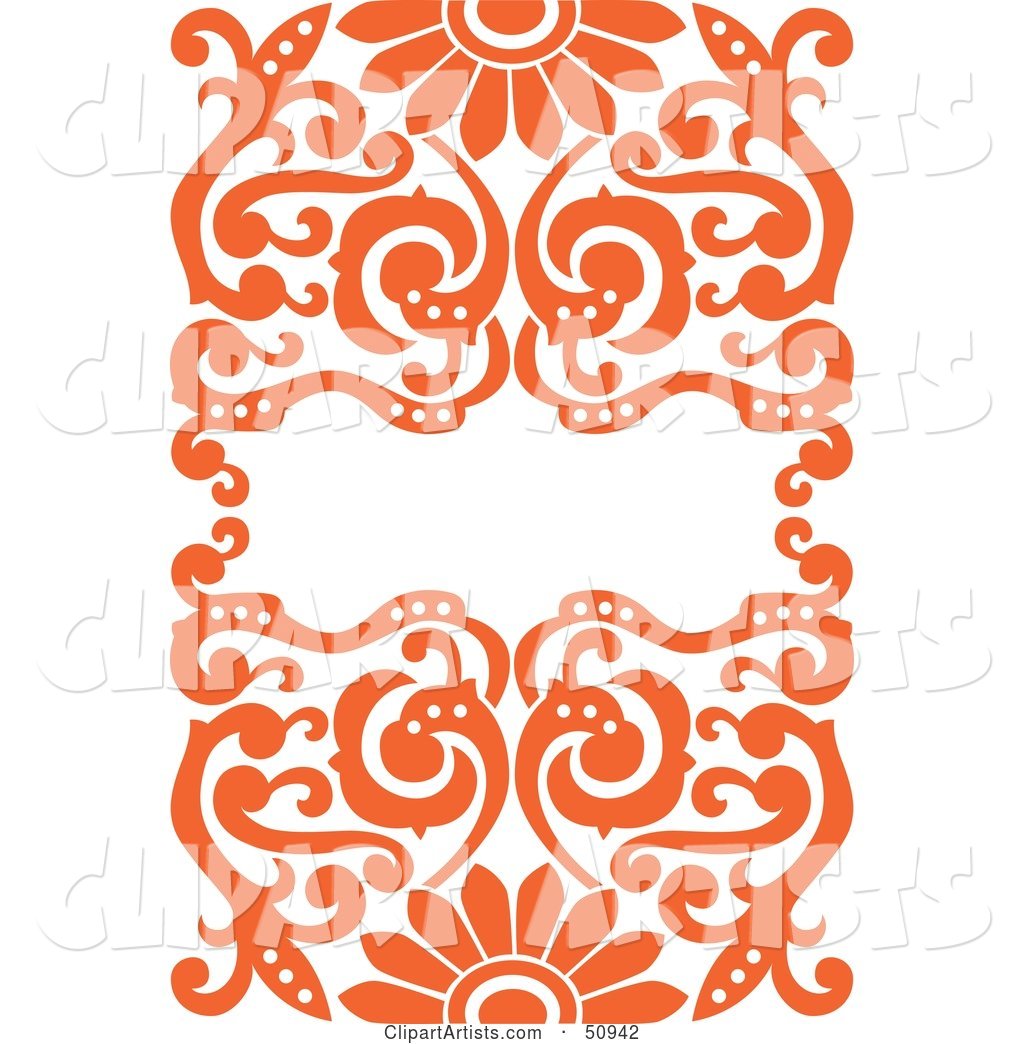 Ornate Orange Floral Background with Space for Text