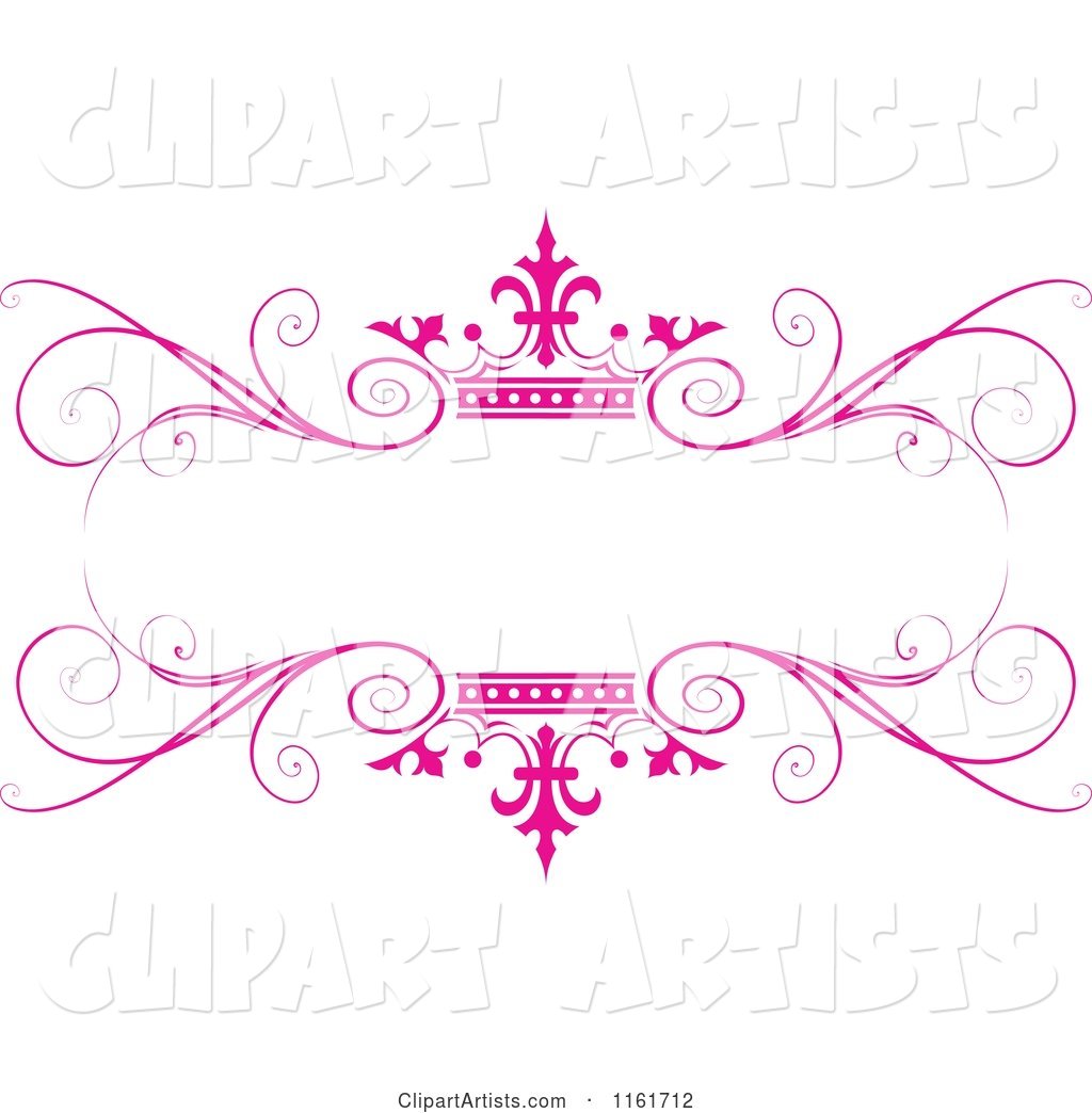 Ornate Pink Swirl and Crown Wedding Frame