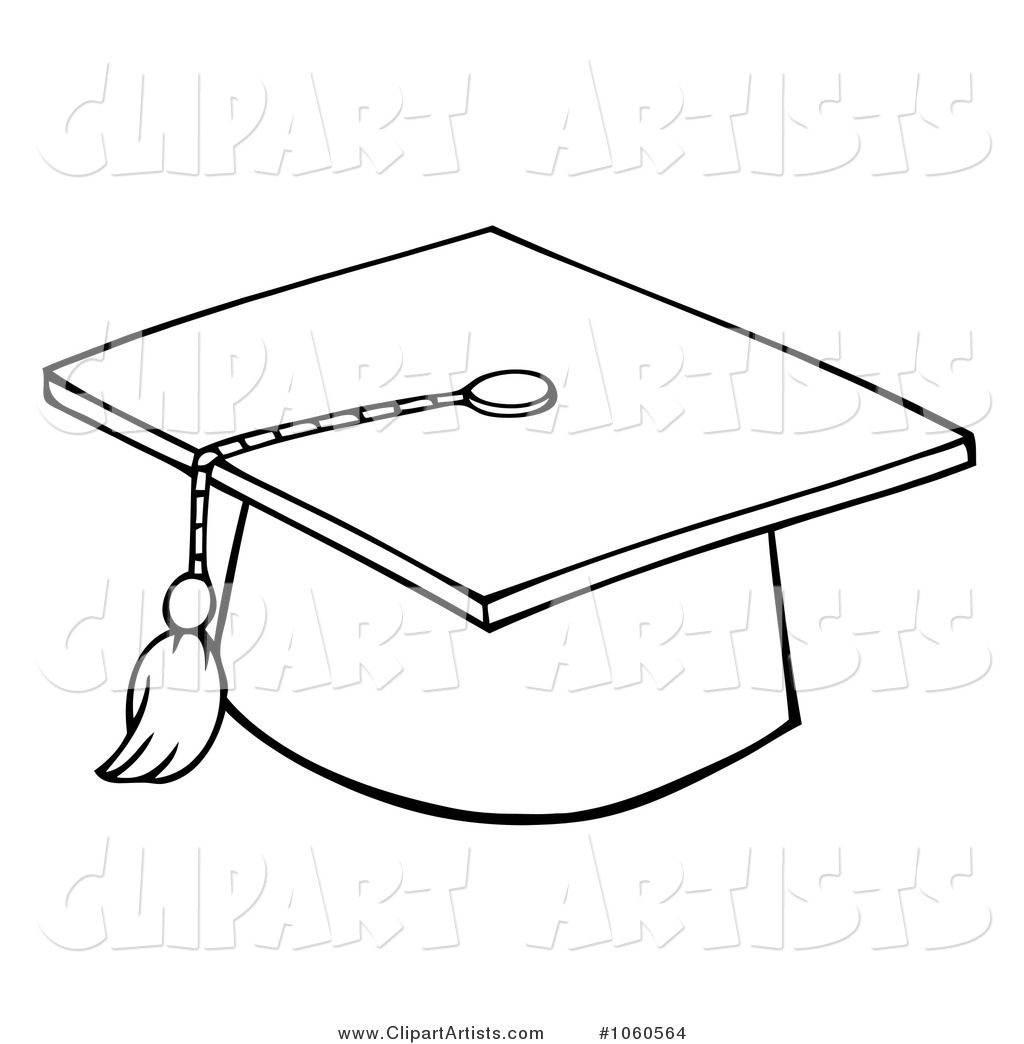 Outlined Graduation Cap and Tassel