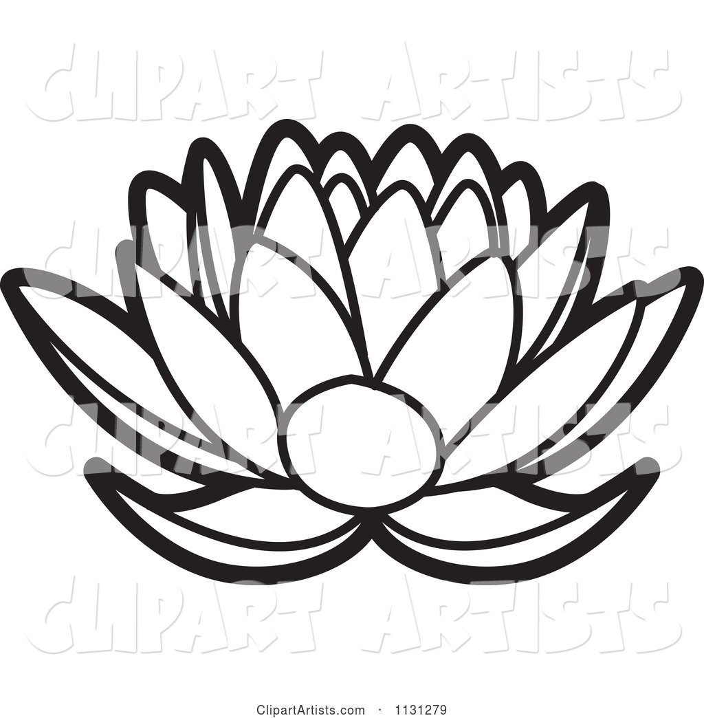 Outlined Lotus Flower