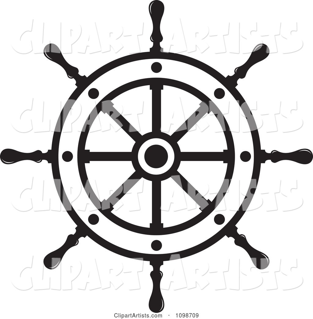 Outlined Ship Helm Wheel