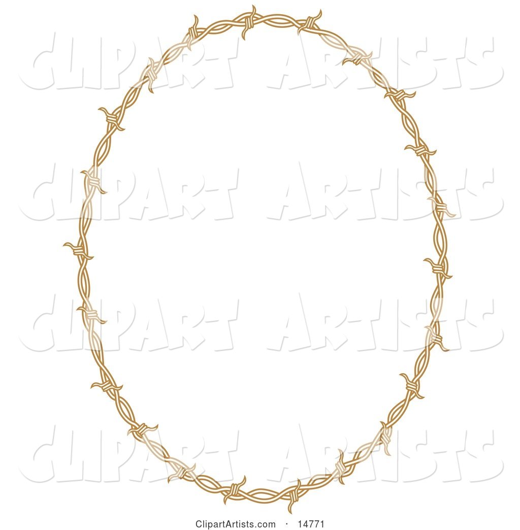 Oval Border Frame of Barbed Wire over a White Background