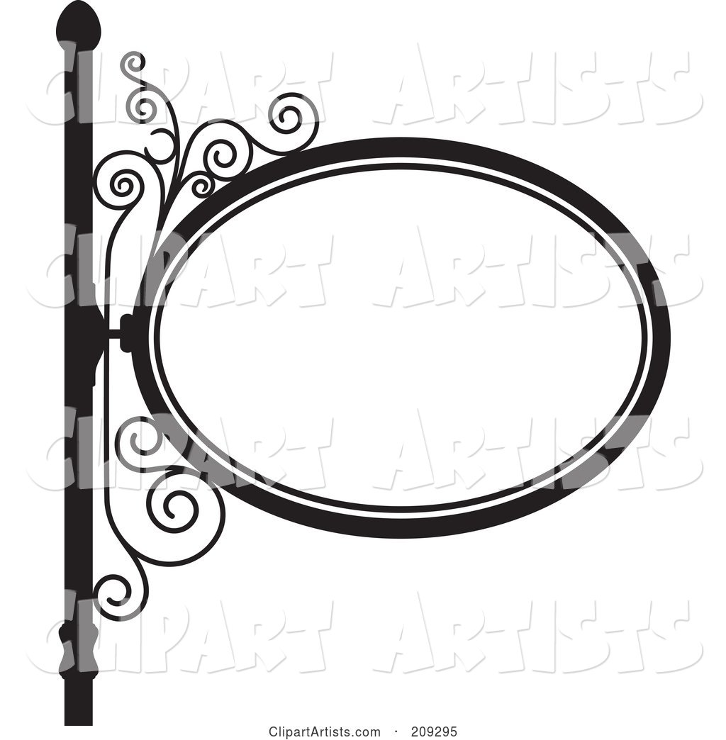 Oval Wrought Iron Storefront Sign - 1