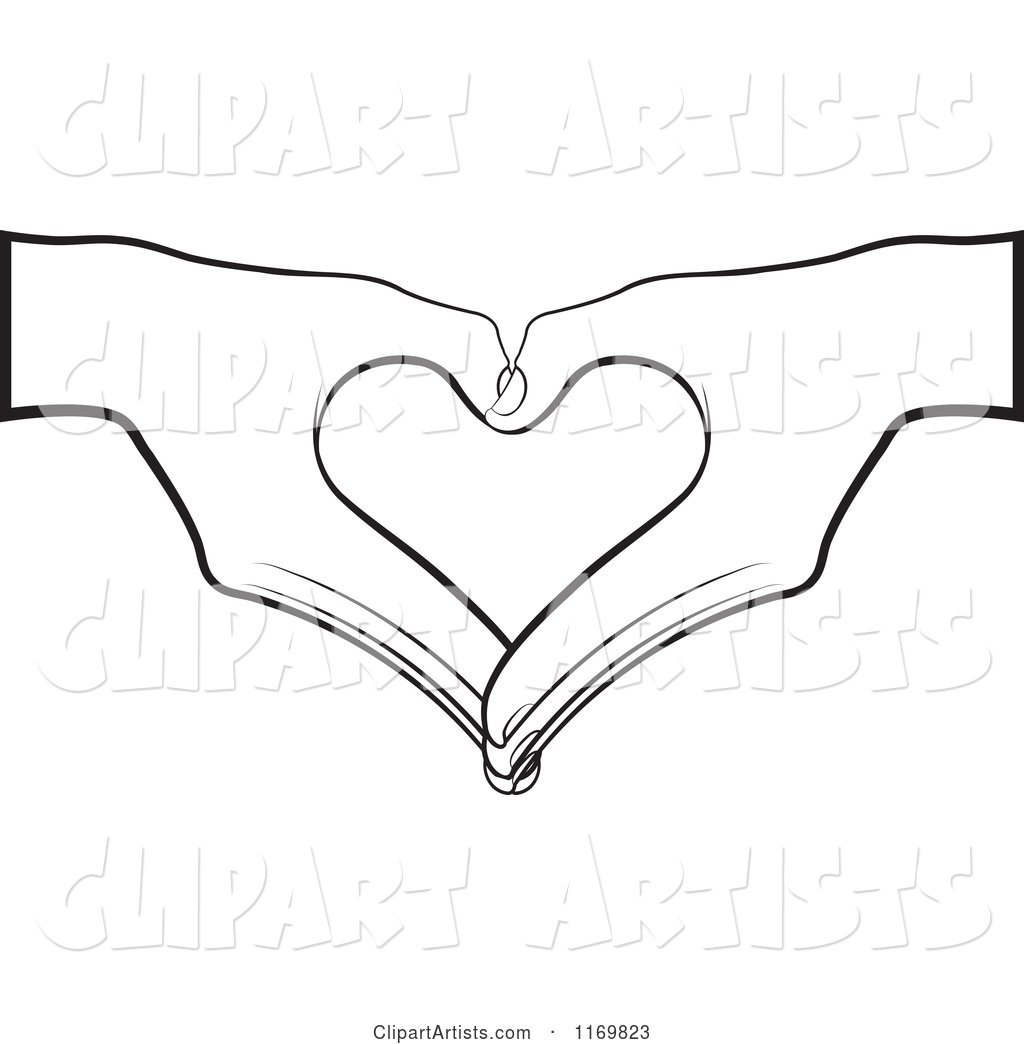 Pair of Black and White Hands Forming a Heart
