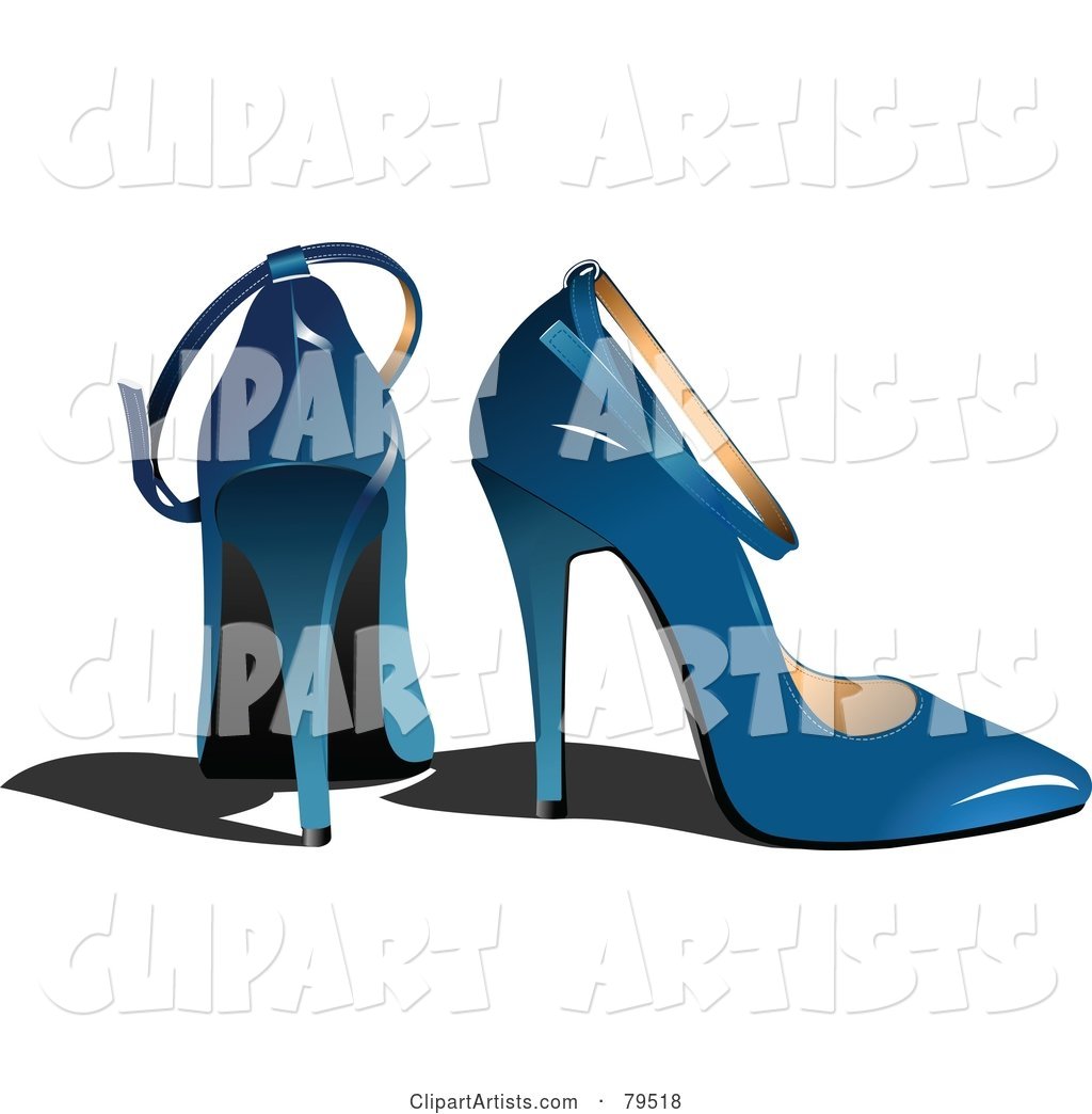 Pair of Blue High Heel Shoes