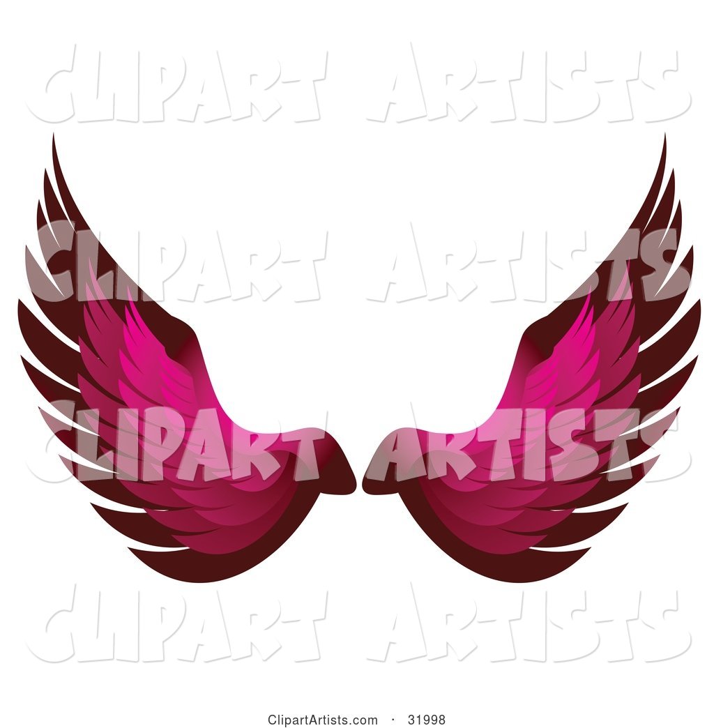 Pair of Pink Bird or Angel Wings, Symbolizing Faith or Freedom, on a White Background