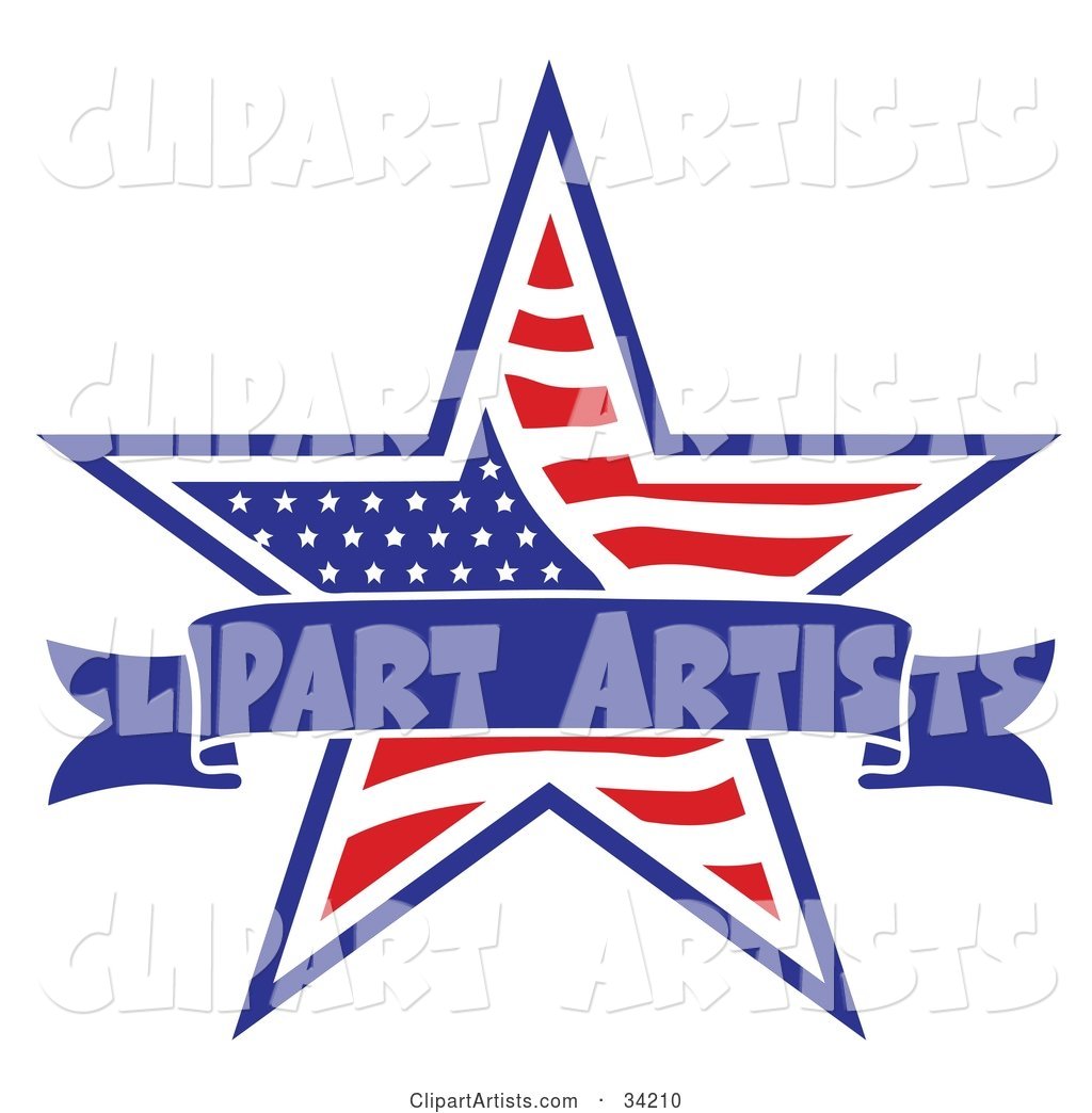 Patriotic American Star with a Dark Blue Banner