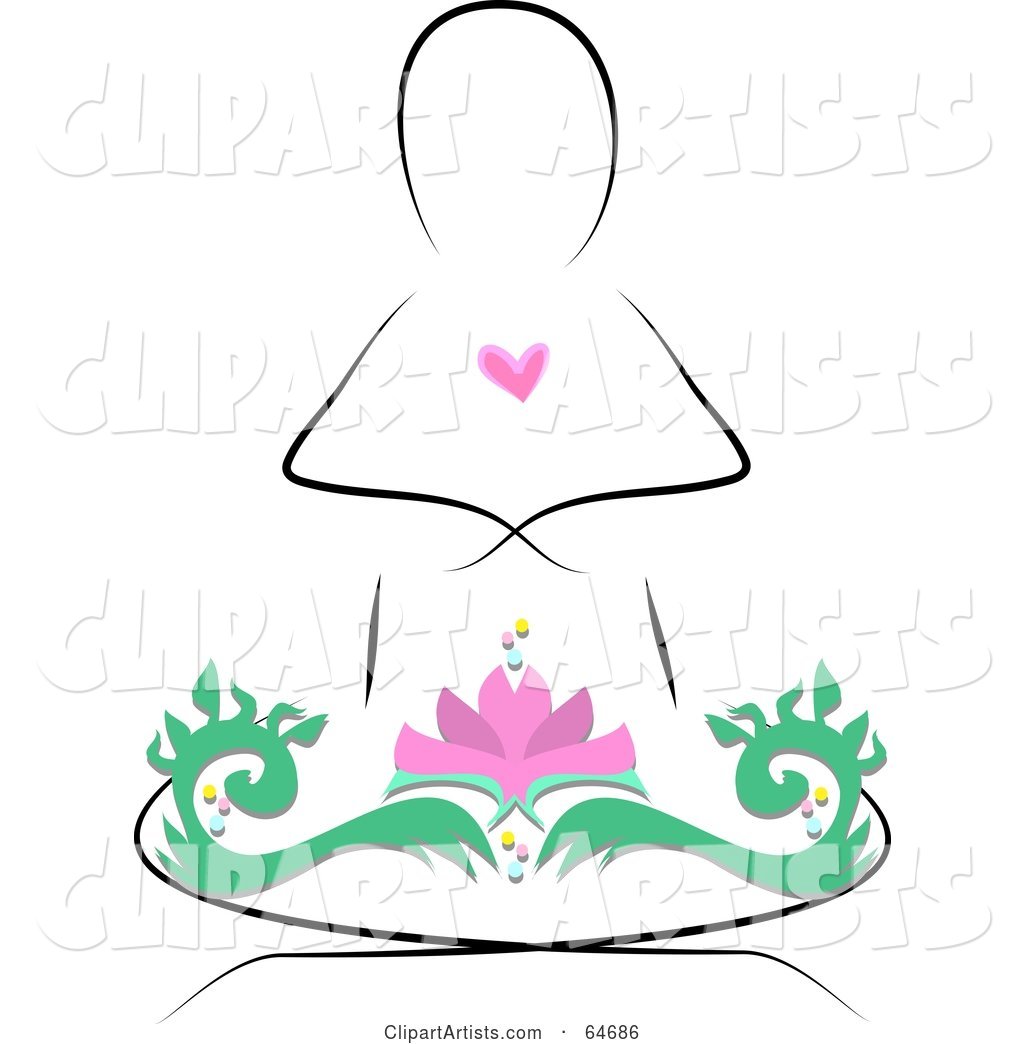 Person Outline with a Heart, Meditating